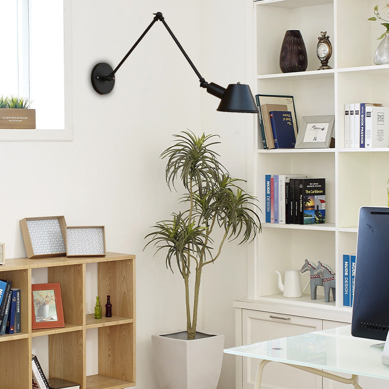 Epoch Rotatable Wall Lamp with Swing Arm, Black/Rust