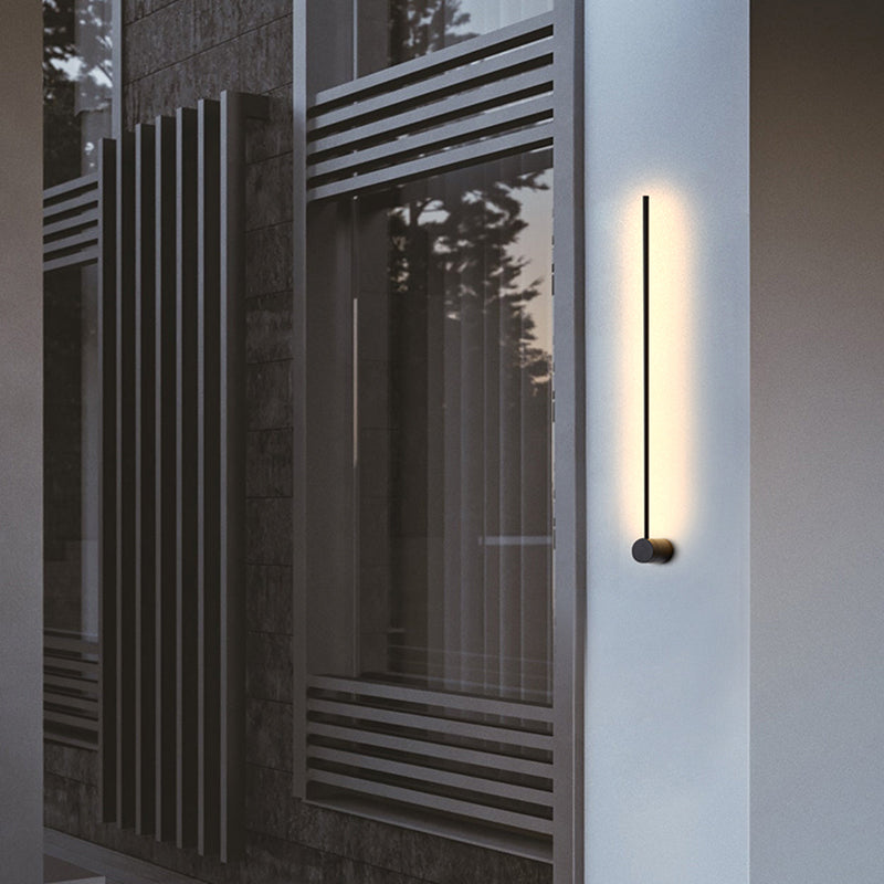 Ray Minimalist Rotatable Linear Outdoor Wall Lamp, Black