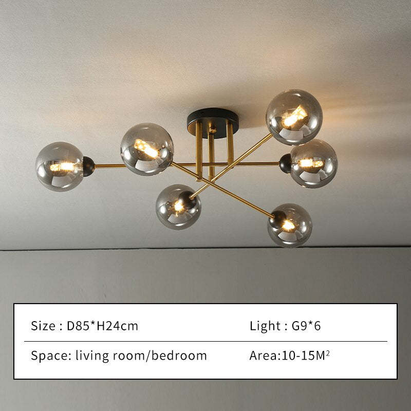 Valentina Industrial Glass Globe Chandelier LED, 6 Style