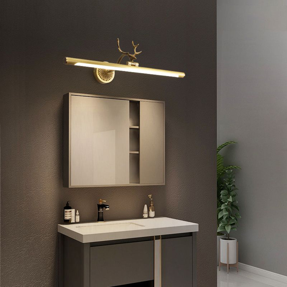Arisha Modern Staghorn Shaped Vanity Mirror Front Wall Lamp, Black/Brass
