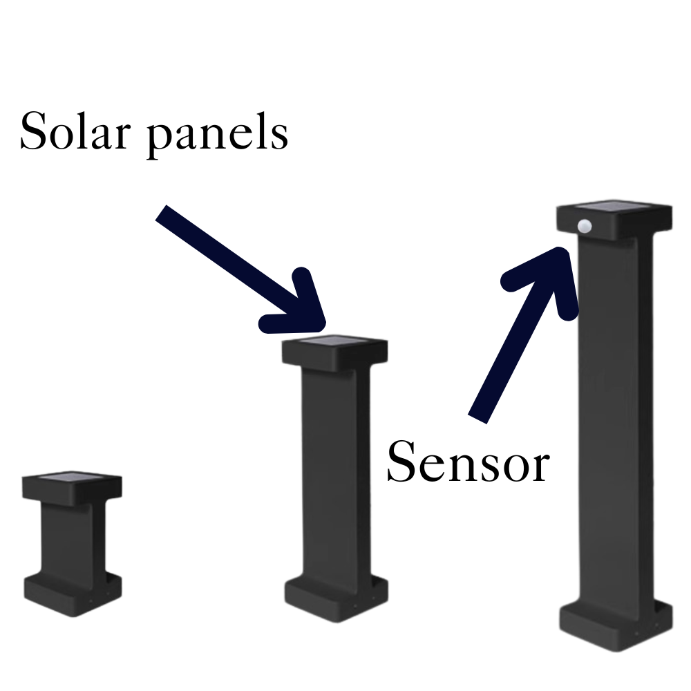 Ray Modern Metal T-Shaped Solar Outdoor Path Light, Black