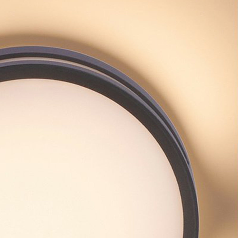Ray Modern Round Metal/Acrylic Outdoor Waterproof Wall Lamp, Black