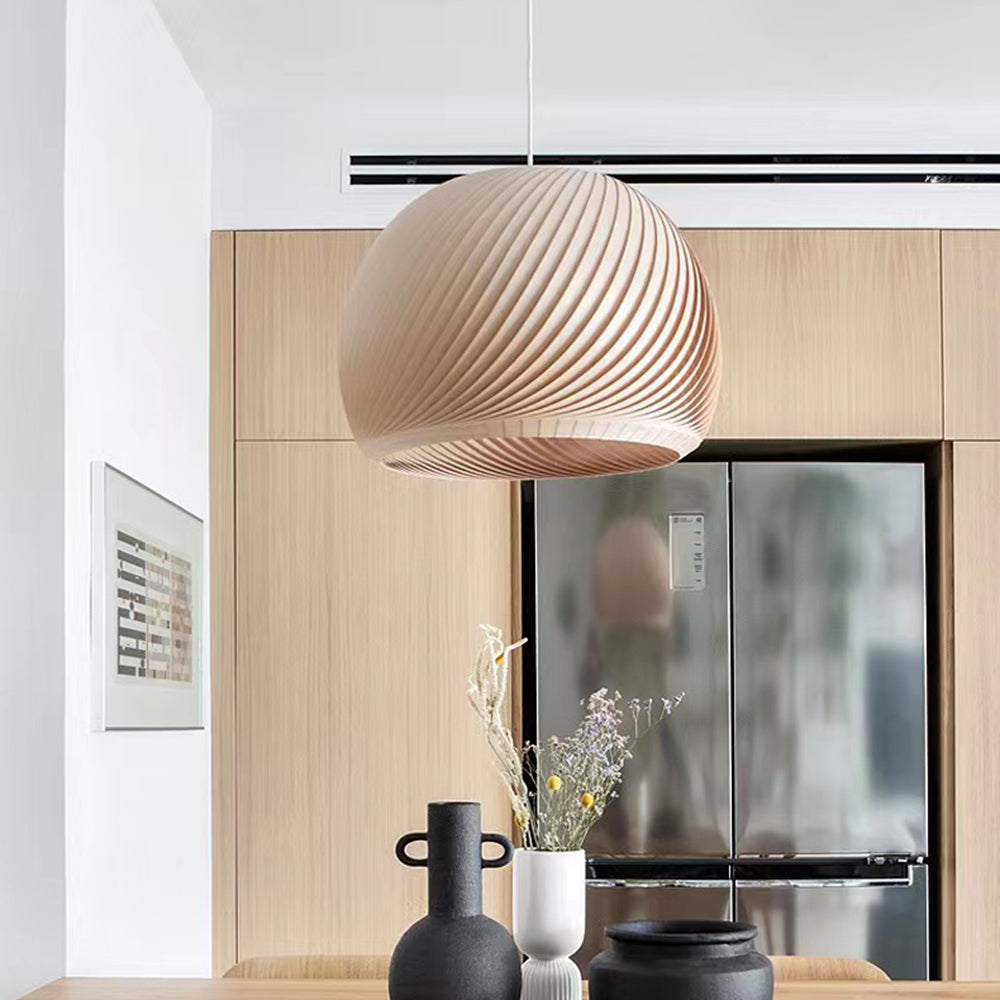Muto Farmhouse Semi Metal Pendant Light, Brown/Wood