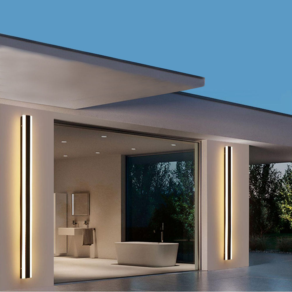 Ray Minimalist linear Metal Outdoor Wall Lamp, Black