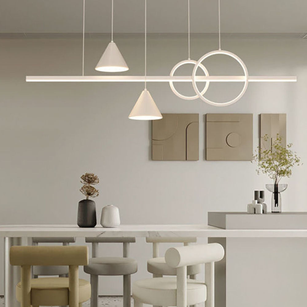 Arisha Contemporary Geometric Style Linear Metal Pendant Light White/Black