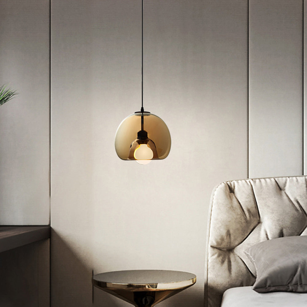 Valentina Modern Globe Glass Pendant Light, Amber/Smoky Grey