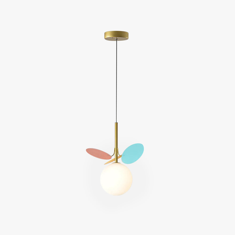 Arisha Art Deco Globe Pendant Light, Multi-Color/White, Metal/Glass