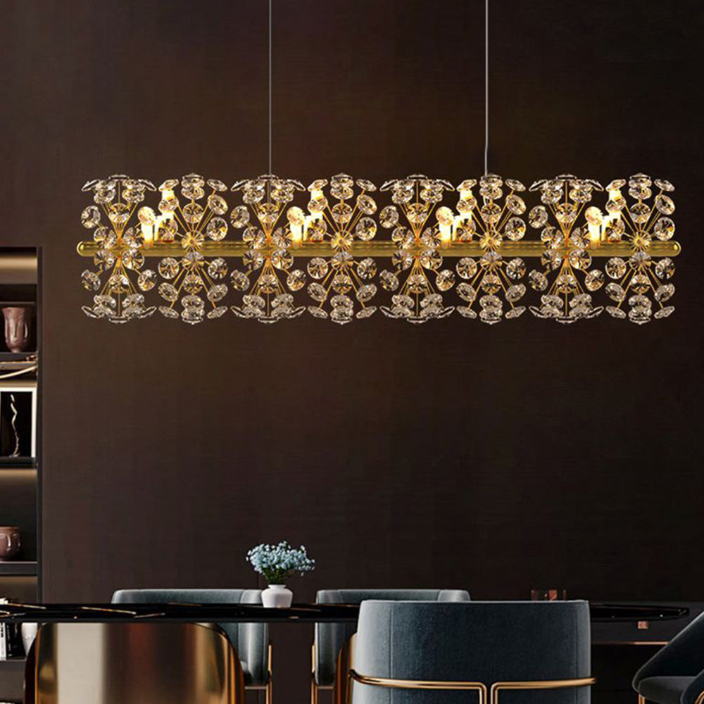Arisha Luxury Lineal/Flower Chandelier, Gold, Metal/Crystal
