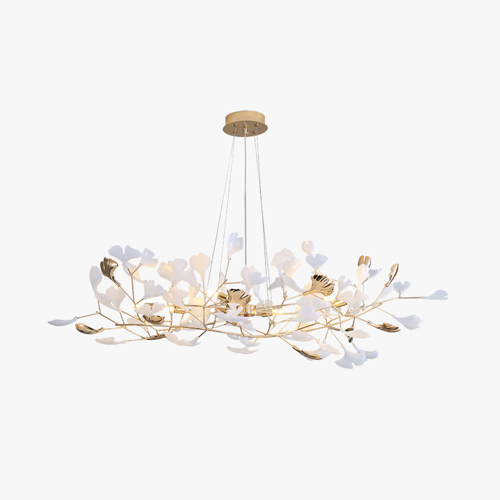 Olivia Ginkgo Leaf Modern Petal Shaped Metal Chandelier, Gold