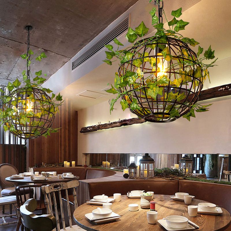 Ritta Rustic Plant Art Deco Globe Vine Pendant Light