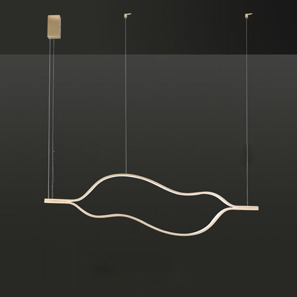 Arisha LED Linear Minimalist Wave Golden Leaf Shaped Pendant Light