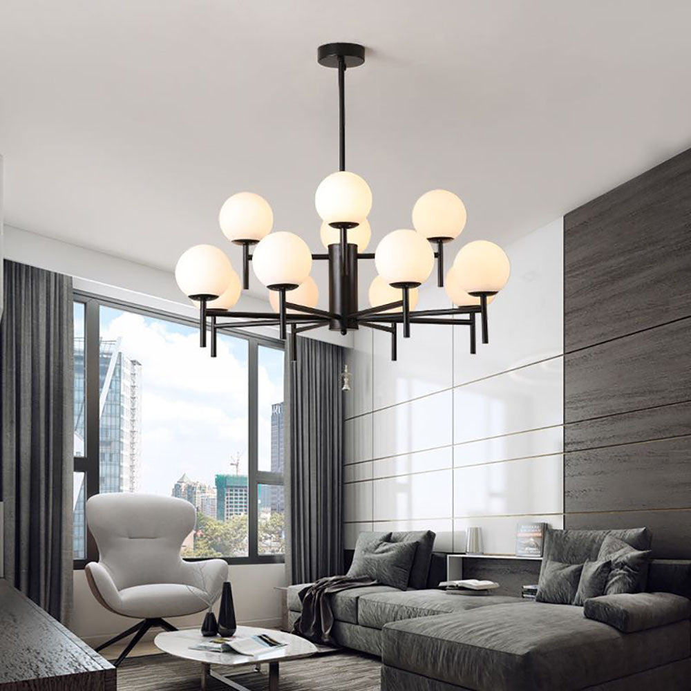 Silva Modern Globe Bubble Metal/Glass Pendant Light, Gold/Black
