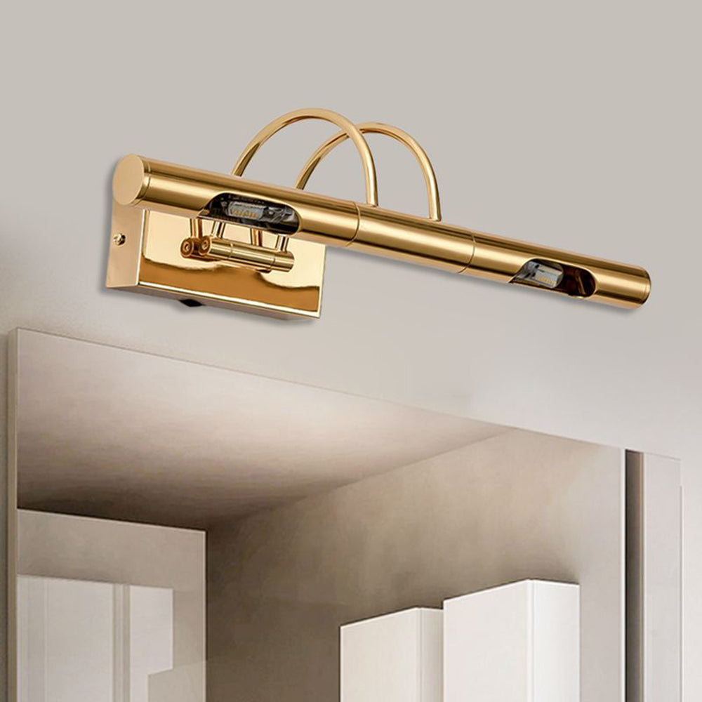 Aria Retro Cylindrical Metal Wall Lamp, Gold, Bathroom