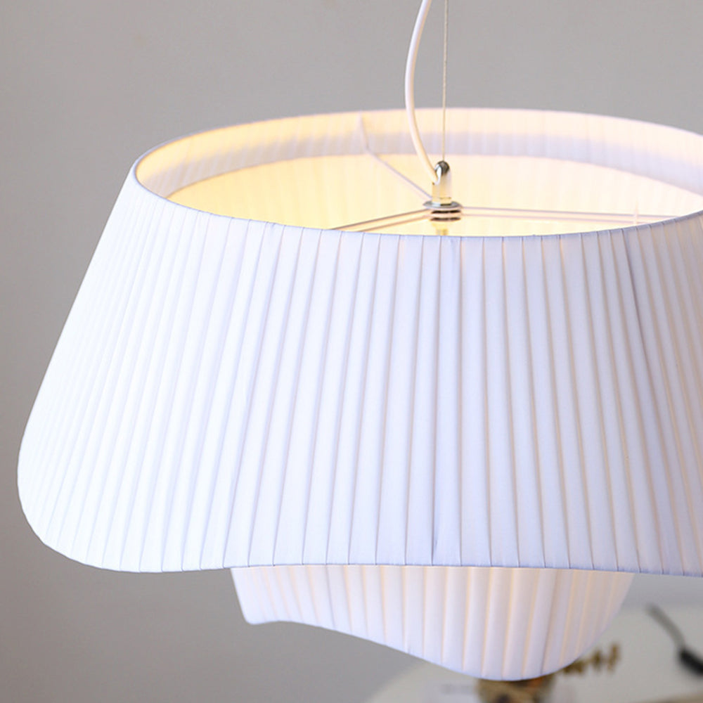 Ritta French Country Fabric/Metal Pendant Light, White