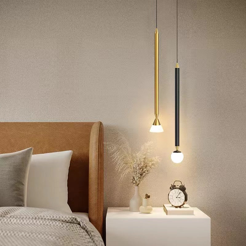 Arisha Linear Metal Pendant Light Bedside, Black & Gold