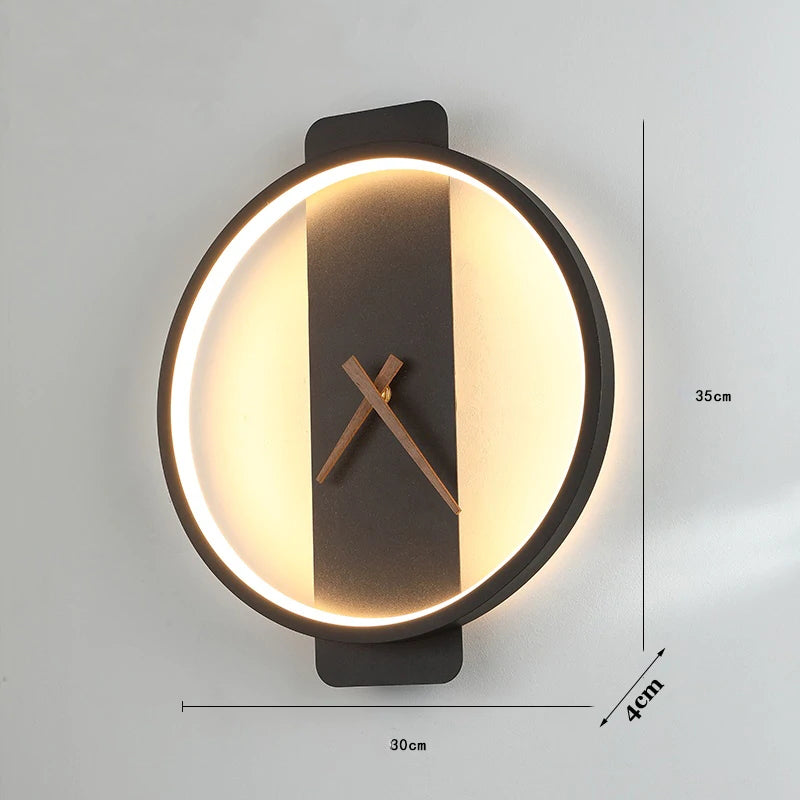 Valentina Arisha Square Clock Metal & Acrylic Wall Lamp, Gold