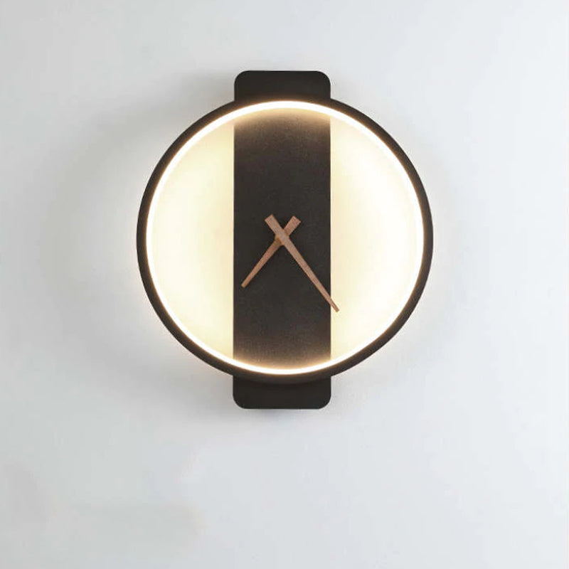 Valentina Arisha Square Clock Metal & Acrylic Wall Lamp, Gold