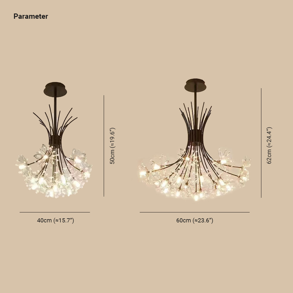 Arisha Modern Art Deco Crystal Sputnik Chandelier, Black/Gold