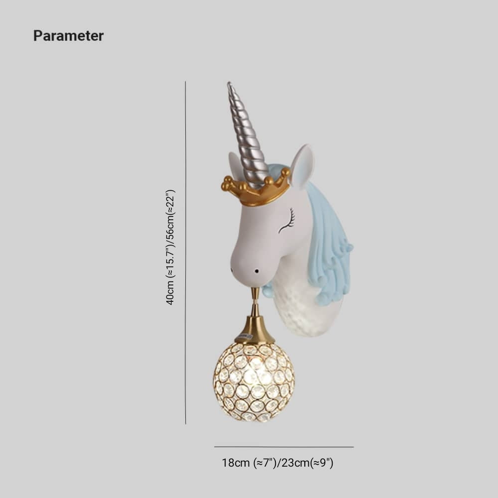 Arisha Modern Unicorn/Strawberry Art Wall Lamp, Pink/Blue