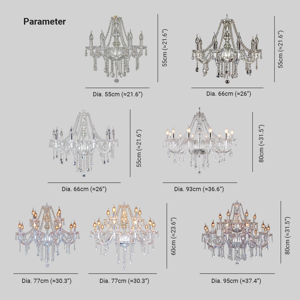 Silva Luxury Candlestick Clear Crystal Chandelier