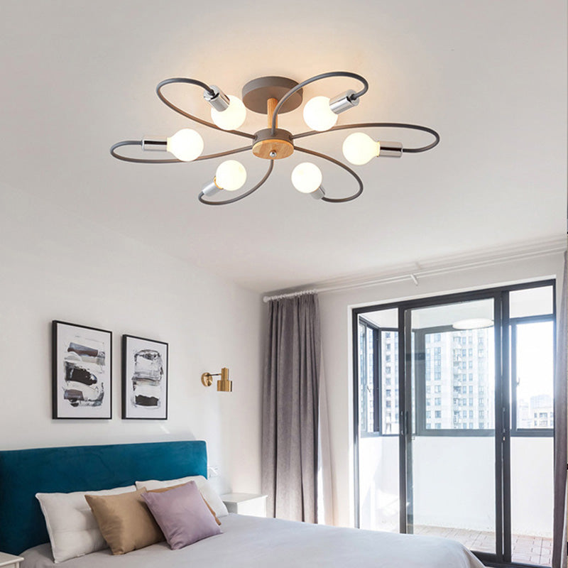 Arisha Elegant Metal/Glass Flush Mount Ceiling Light, Grey/Green