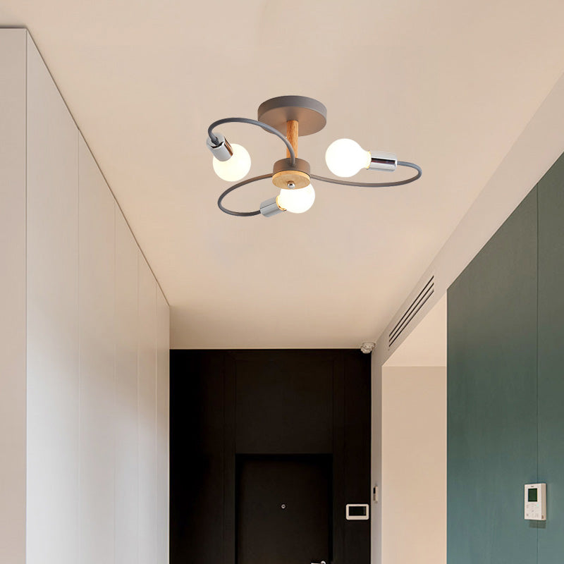 Arisha Elegant Metal/Glass Flush Mount Ceiling Light, Grey/Green