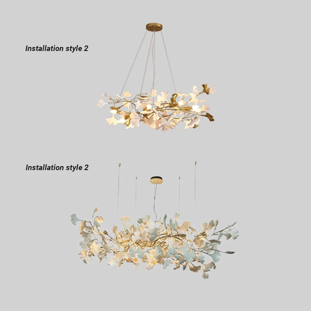 Olivia Luxury Ceramic Chandelier Large Foyer, Gingko leaf, Living Room