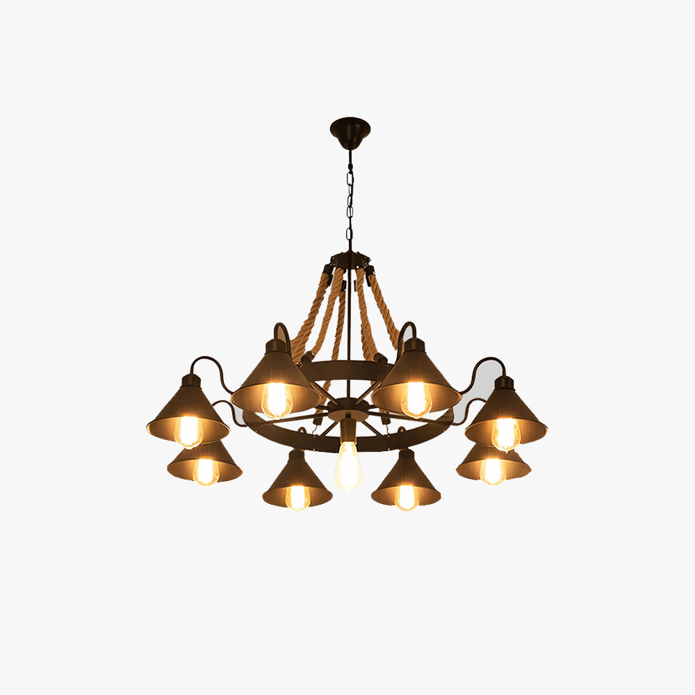 Epoch Vintage Industrial Rope Chandelier Living Room