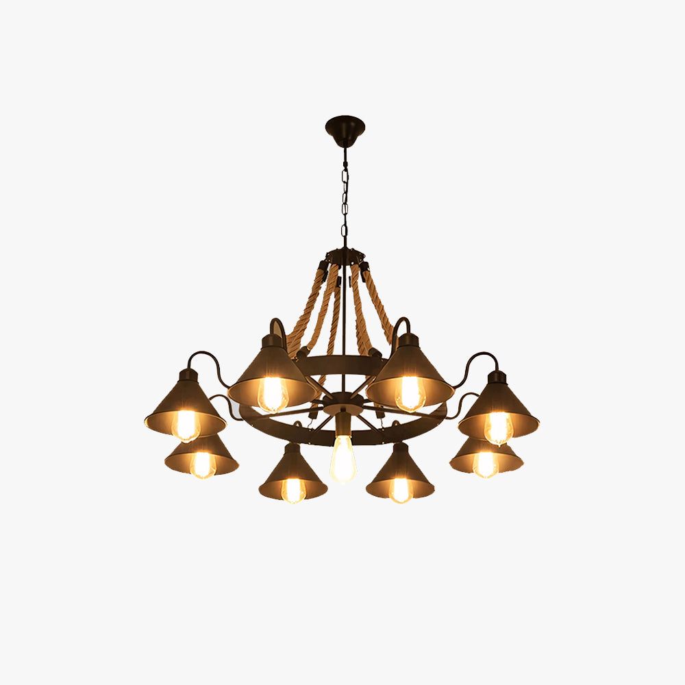 Epoch Vintage Industrial Rope Chandelier Living Room