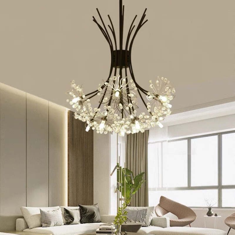 Arisha Modern Art Deco Crystal Sputnik Chandelier, Black/Gold