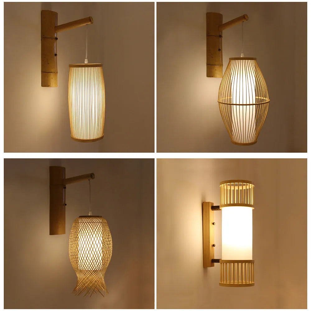 Ritta Wall Lamp Rustic, Muto Rattan Weaving LED, Hallway Wall Sconce