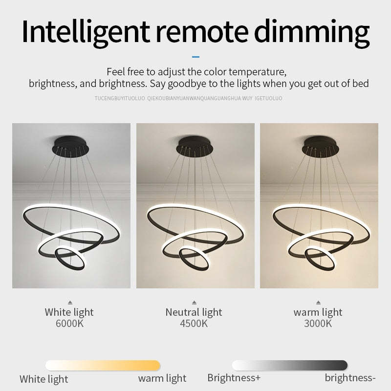 Arisha Modern Ring Pendant Light, 2/3/4 Rings