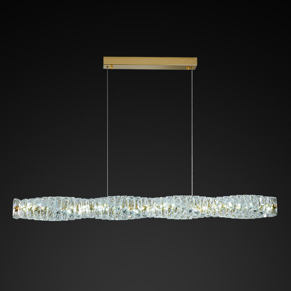 Kristy Crystal Sliver and Gold Pendant Light, Stainless Steel