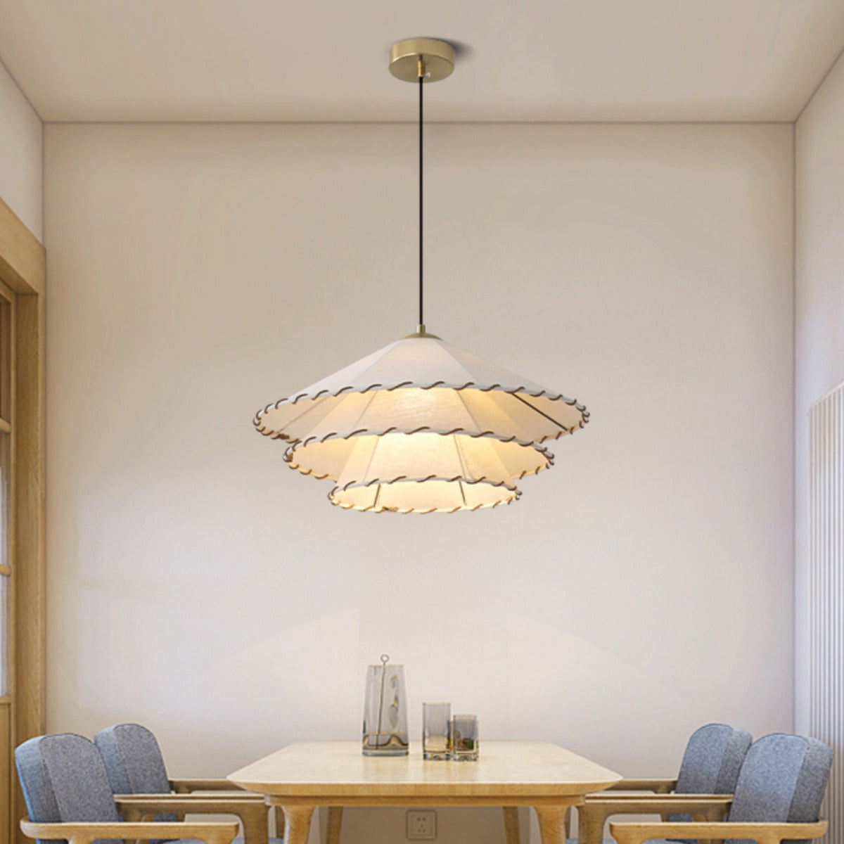Ritta Boho Decorative LED Pendant Light Yellow Fabric Bedroom Restaurant