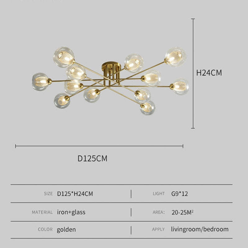 Valentina Industrial Glass Globe Chandelier LED, 6 Style