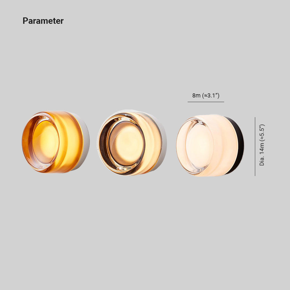 Ray Modern Mini Drum Metal/Acrylic Outdoor Wall Lamp, Transparent