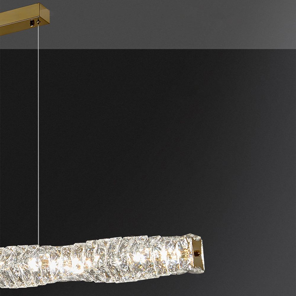 Kristy Crystal Sliver and Gold Pendant Light, Stainless Steel