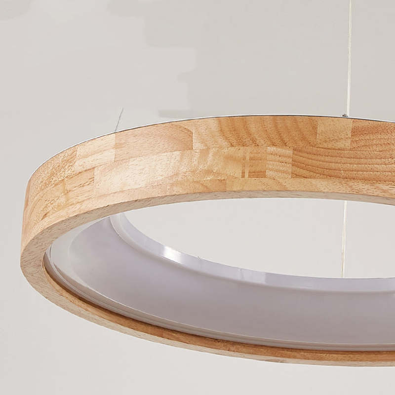 Muto Modern Ring Wood Pendant Light