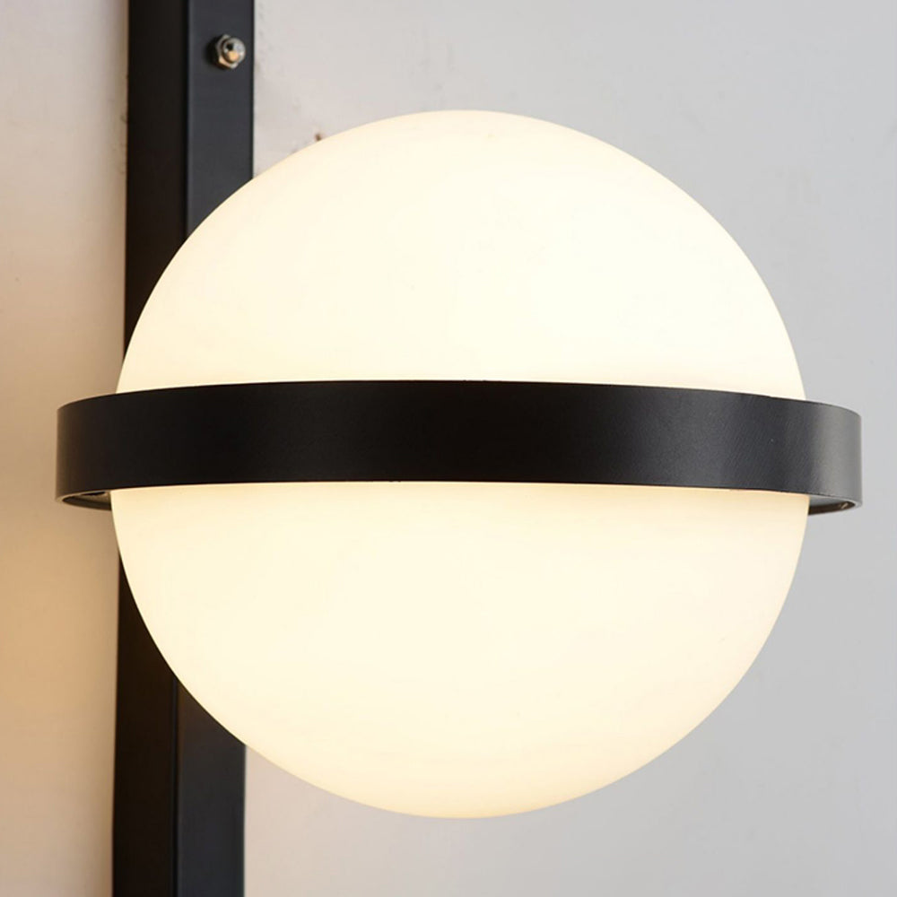 Ray Modern Globe Metal/Acrylic Solar Outdoor Wall Lamp Plant Pot, Black/White