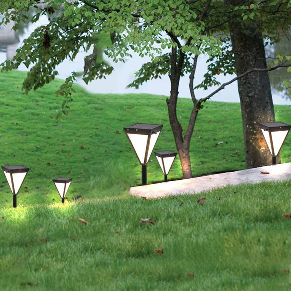 Ray Modern Metal Tapered Solar Outdoor Path Light, Black
