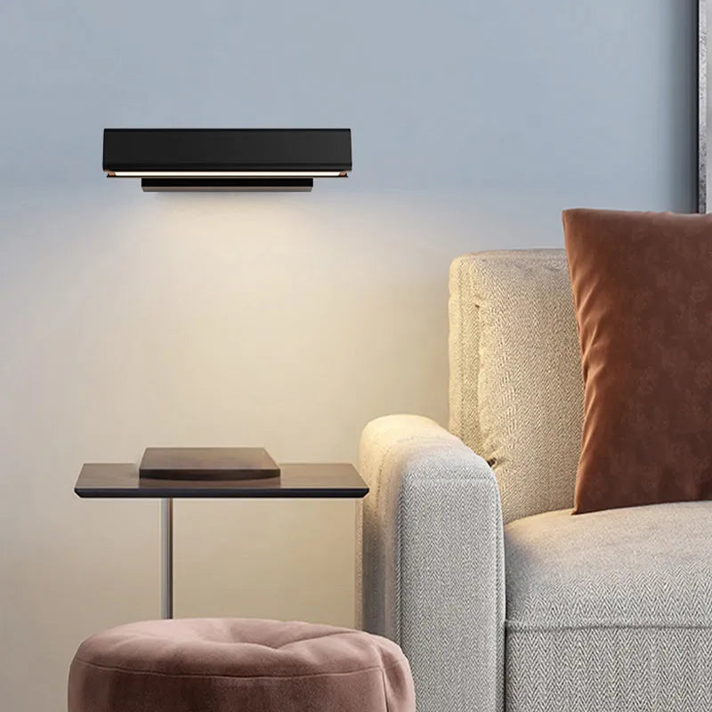 Ray Modern Rectangles Metal Rotatable Wall Lamp, Black/White
