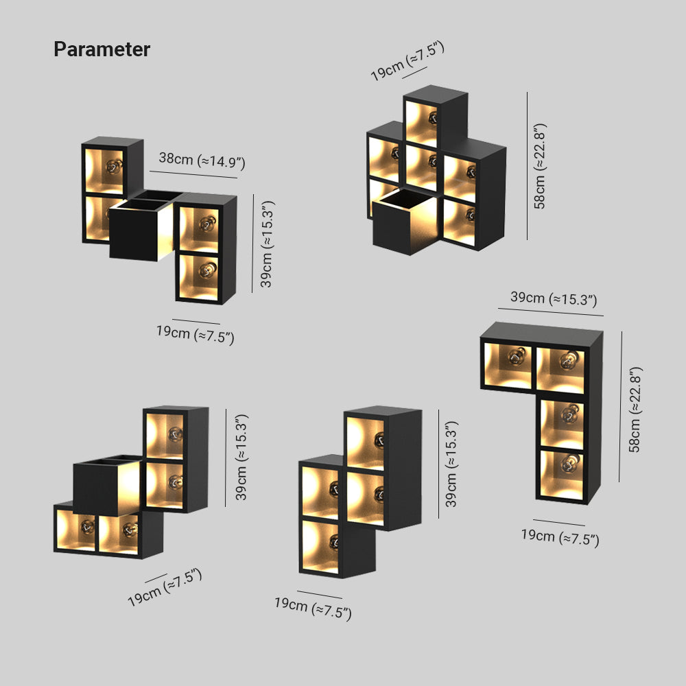 Ray Modern Cube Square Metal/Glass Outdoor Wall Lamp, Black