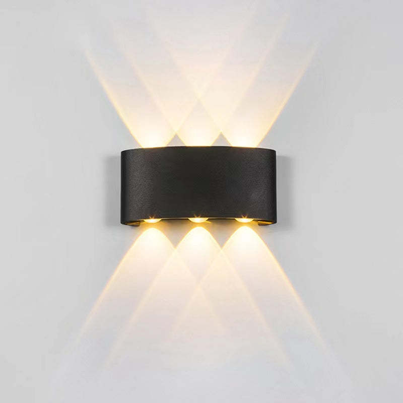 Ray Modern Rectangular Metal Outdoor Wall Lamp, Black/White, Water-wave