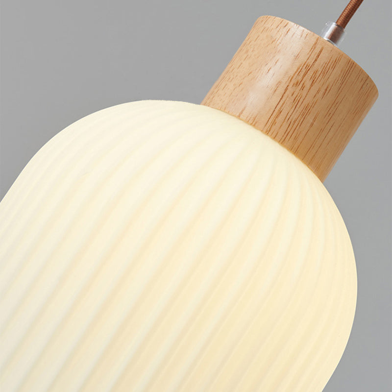 Muto Modern Wood/Glass Pendant Light, White