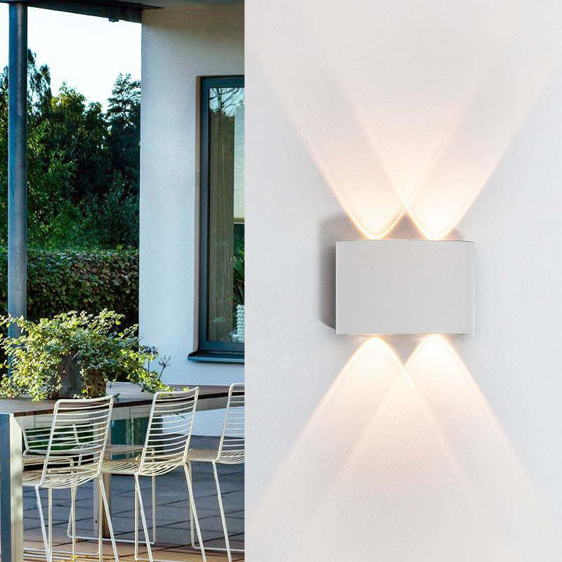Ray Modern Rectangular Metal Outdoor Wall Lamp, Black/White, Water-wave