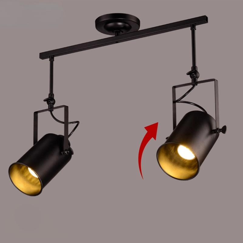 Silva Vintage Adjustable Semi-Flush Mount Ceiling Light, Black
