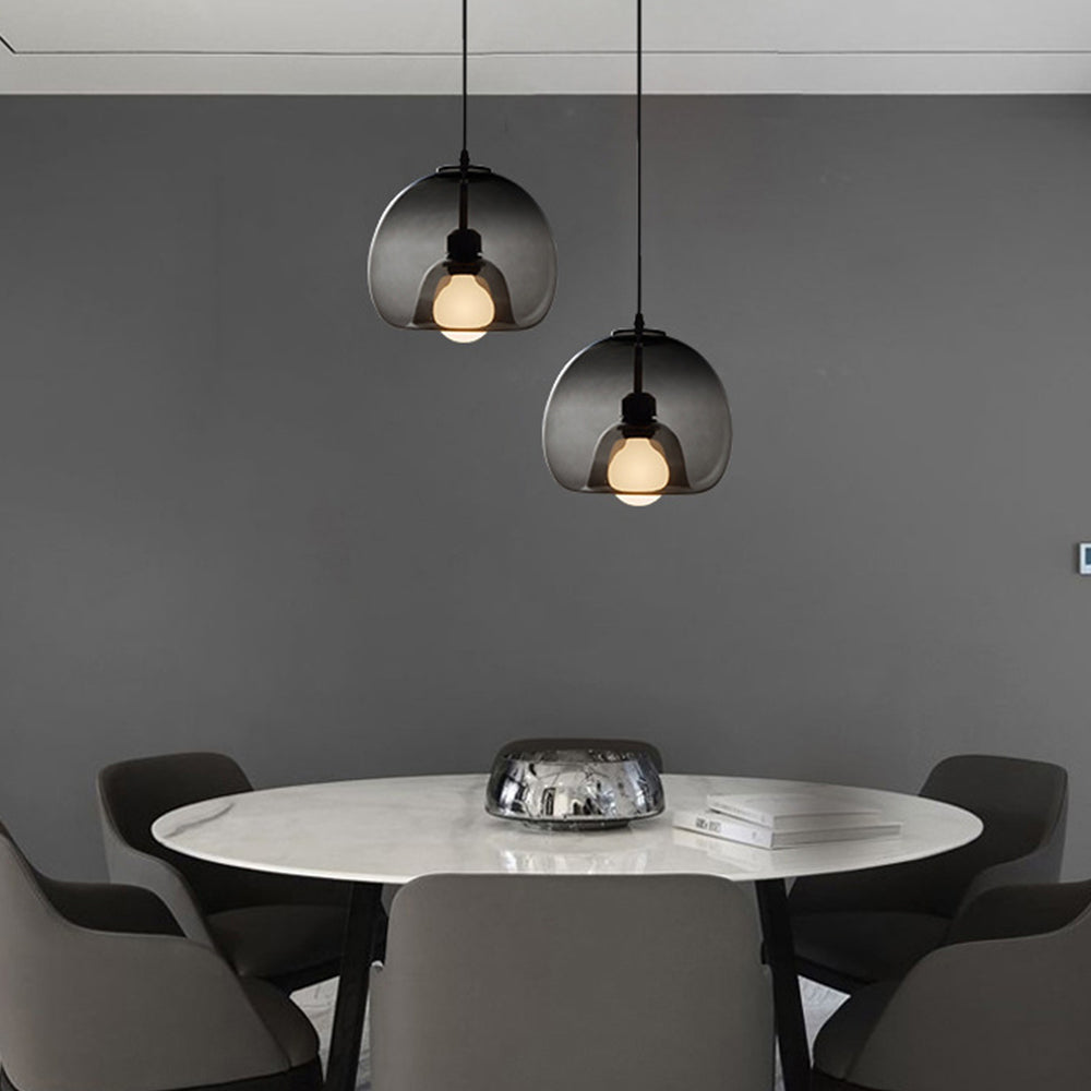 Valentina Modern Globe Glass Pendant Light, Amber/Smoky Grey