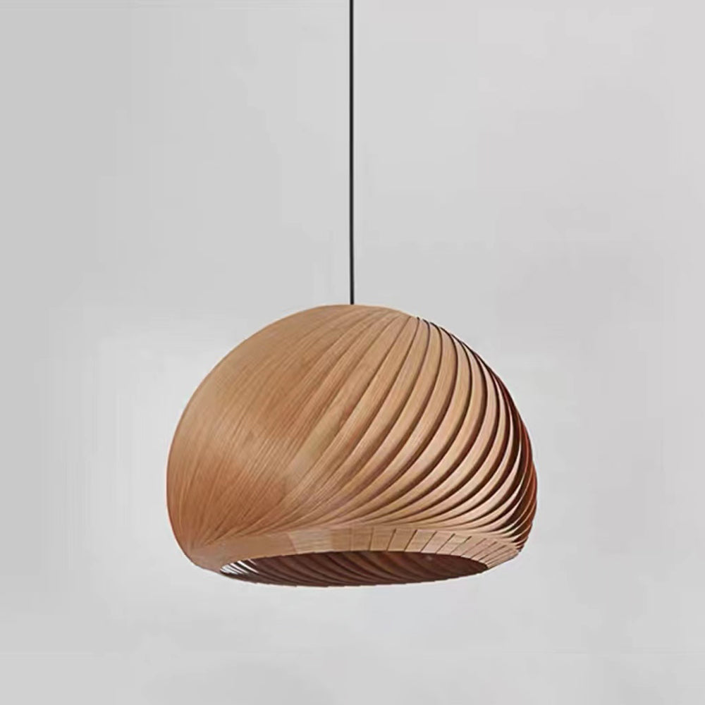 Muto Farmhouse Semi Metal Pendant Light, Brown/Wood