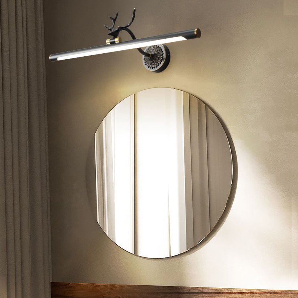 Arisha Modern Staghorn Shaped Vanity Mirror Front Wall Lamp, Black/Brass