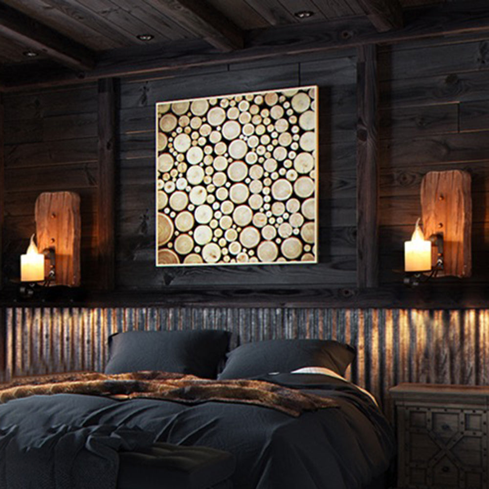 Epoch Wall Lamp Rectangular Vintage, Wood/Metal, Bedroom